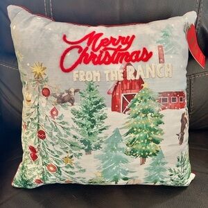 ENVOGUE Merry Christmas From The Ranch Christmas Holiday Down Alternative Pillow